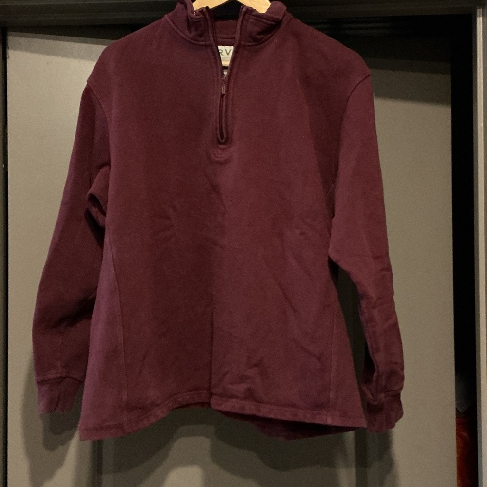 Orvis Burgundy Quarter-Zip Pullover Mens Sz Large
